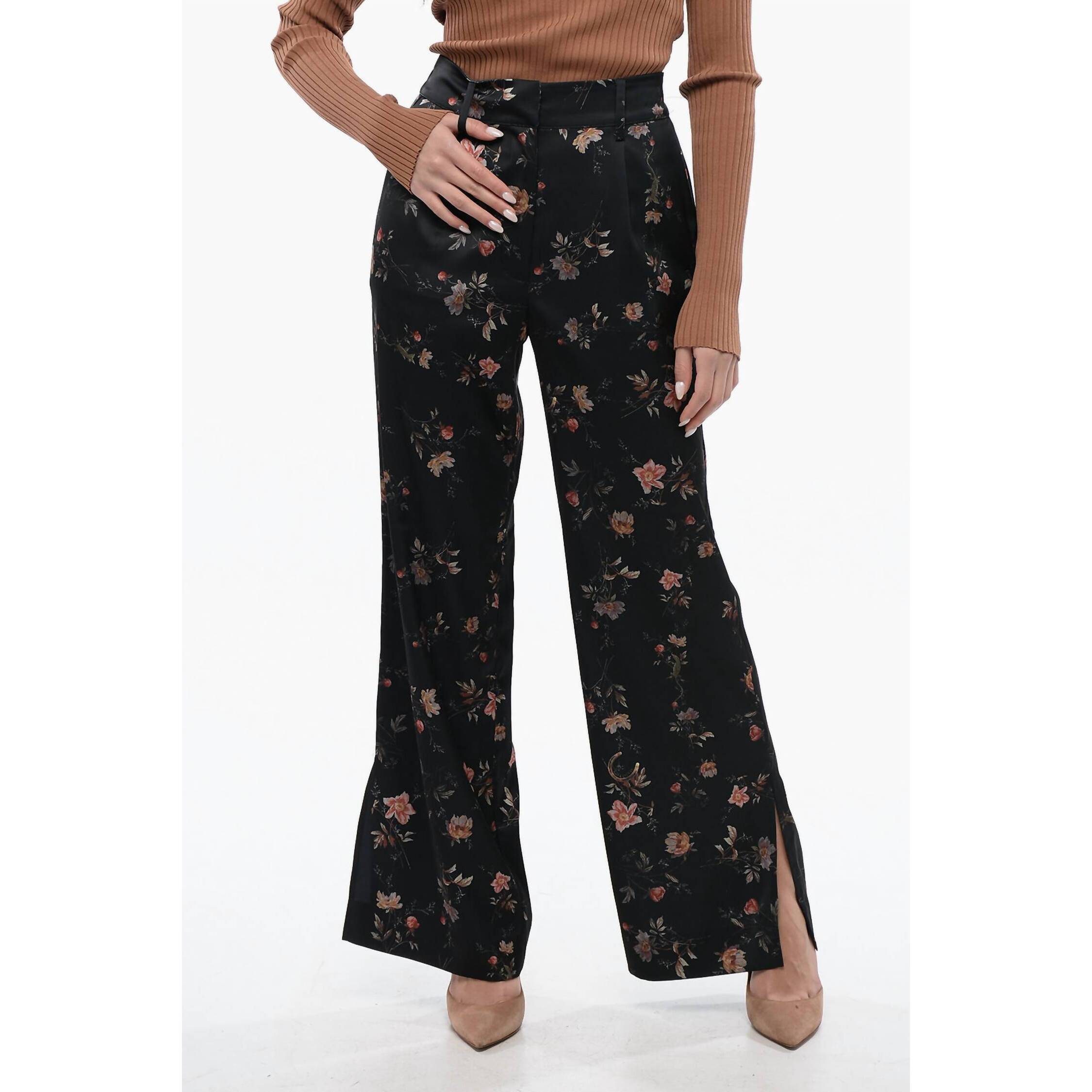 New Allsaints Louisa Tana Trousers In Black/Floral